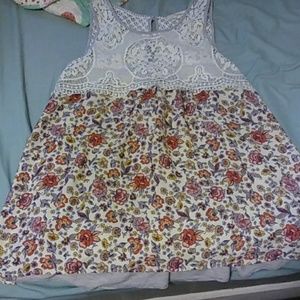 Rewind Floral Tank Top With Laced Chest